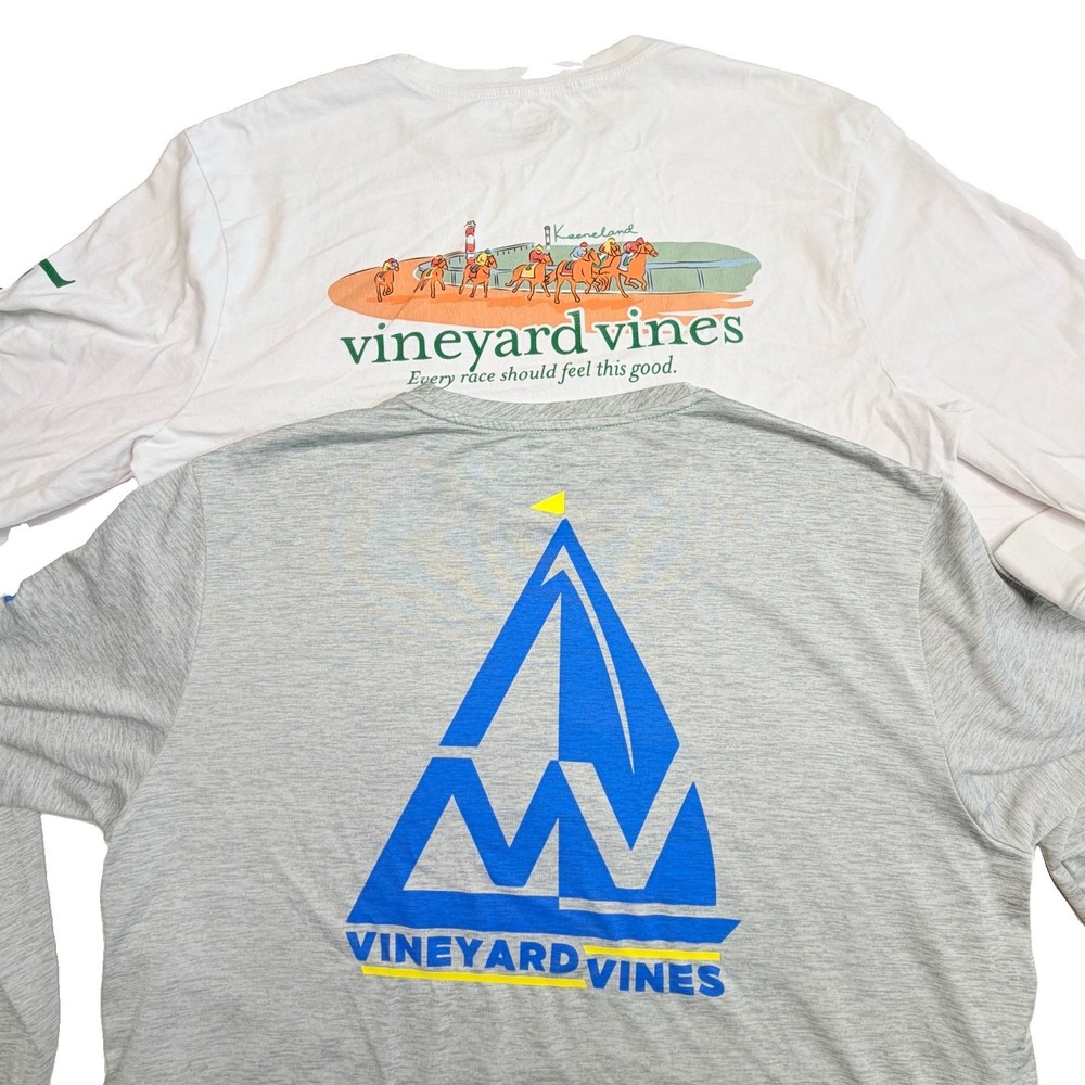 Vineyard Vines Men's M Long Sleeve Tees Lot 2 Keeneland Horse Race Performance